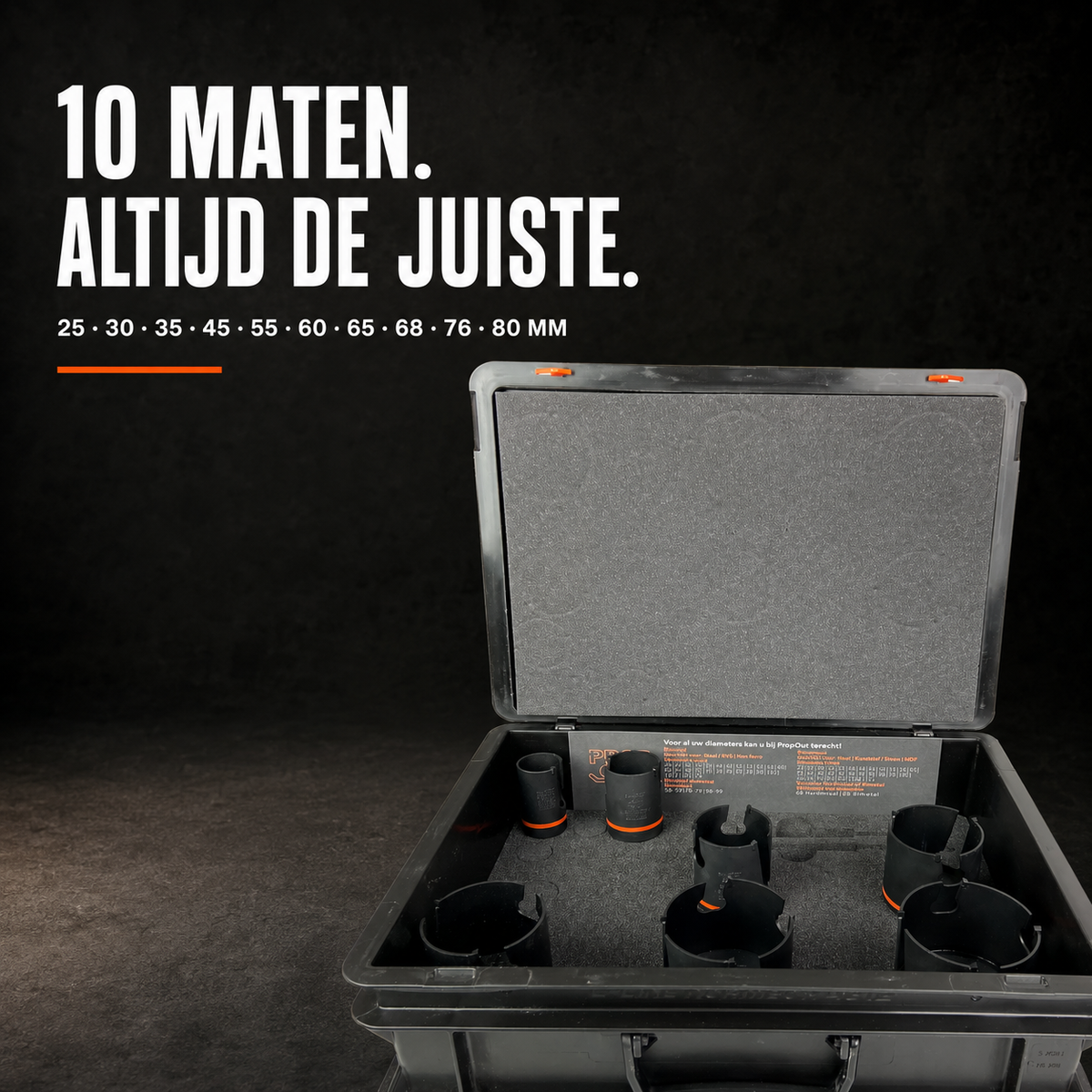 Prop-Out gatzagen: overzicht van de maten