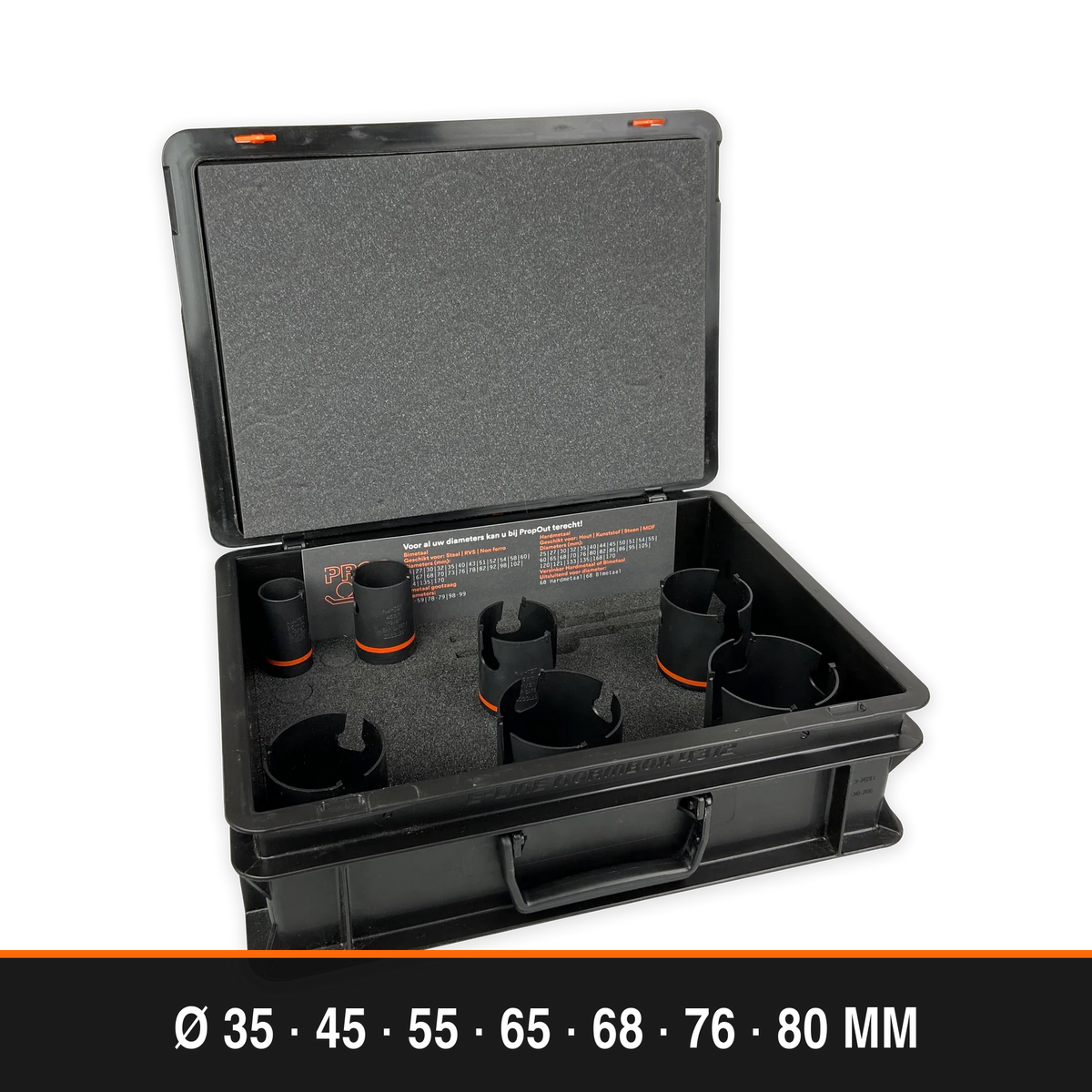 Prop-Out Hardmetalen Gatzagenset – 7 maten, overzicht van de maten
